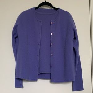 Vintage 100% Cashmere Periwinkle Top+Cardigan Set
